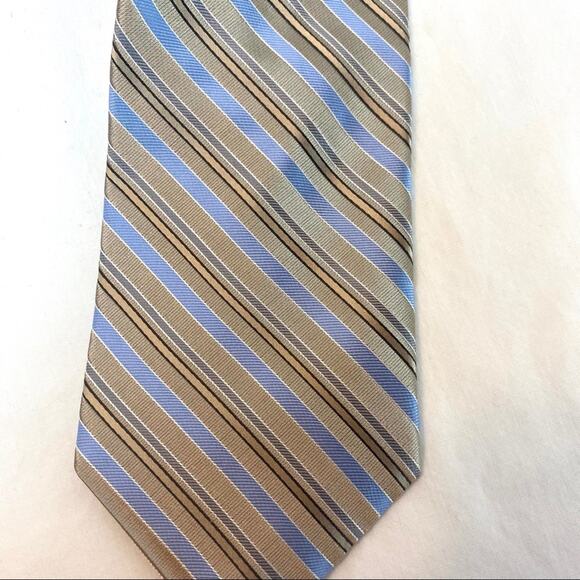 MICHAEL Michael Kors Imported Silk Tie Blue Tan - Picture 2 of 5